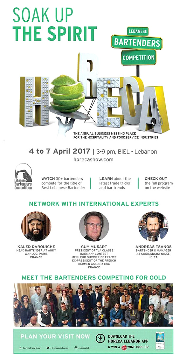 Network with international experts at the Lebanese Bartender competition during Horeca 2017